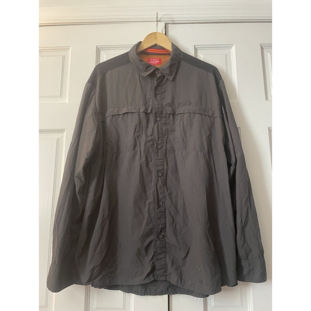 Craghoppers Bear Grylls Men's XL Trek Long Sleeve Hiking Shirt Vented Gray Black